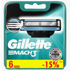 Сменные кассеты для бритвы Gillette MACH3, 6 шт