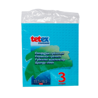 Салфетки губчатые целлюлозные 15.5х16.5 см TETEX  3 шт/упак