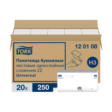 Полотенца бумажные TORK листовые ZZ сложения 1 слой 250 листов 120108