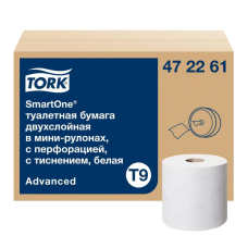 Бумага туалетная TORK Advanced T9 SmartOne в мини рулонах 2 сл 130 м 12 рул/упак 472261