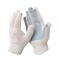 Перчатки х/б с ПВХ (точка) 10 кл. 5-и нитка, 132 текс, 44гр, белые
