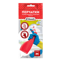 Перчатки латексные 60г без х/б напыл. р-р M БИКОЛОР синий+желтый Komfi Перчатки латексные 60г без х/б напыл. р-р M БИКОЛОР синий+желтый Komfi