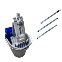 Комплект для ручной мойки пола МИНИ: ведро 10л, отжим, держатель мопа КВАТТРО 40см с резьбой, моп двухсторонний микроволокно, рукоятка 120см